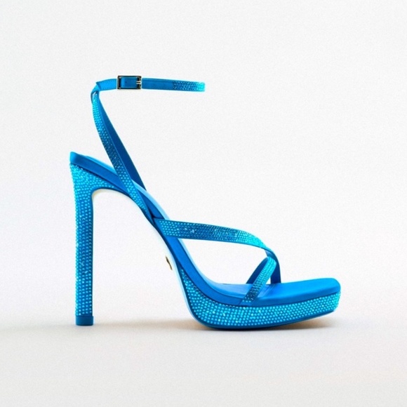 Zara Glam Rhinestone High Heel Sandals โ Size 39 LIKE NEW- - Picture 2 of 10